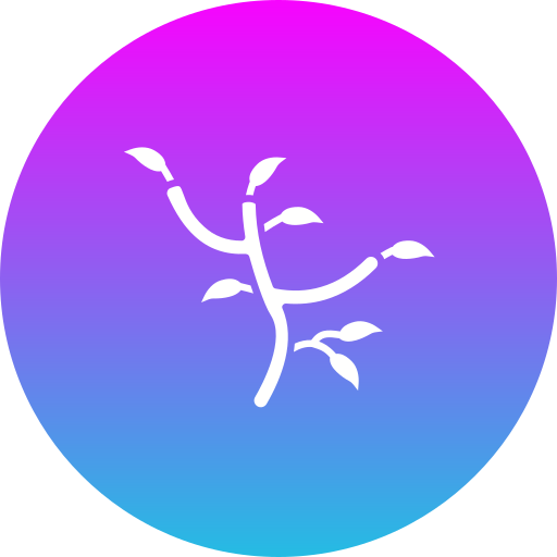Line-art icon of a branching plant symbolizing growth and grounding for trauma-informed yoga.
